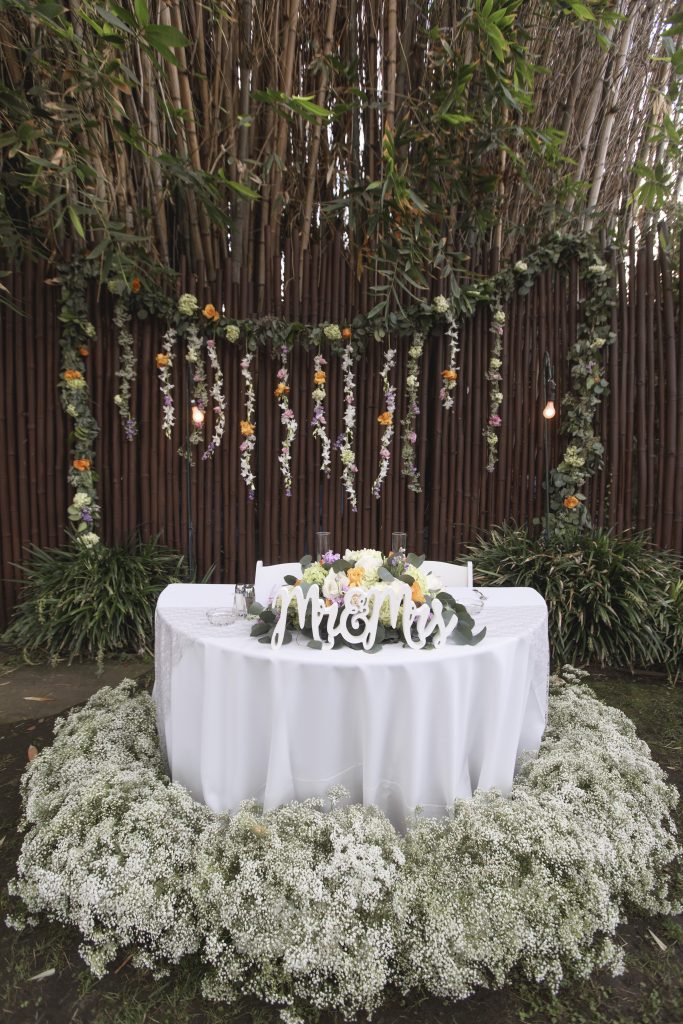 Amy & Jacob Wedding Sweetheart Table Decoration Florals