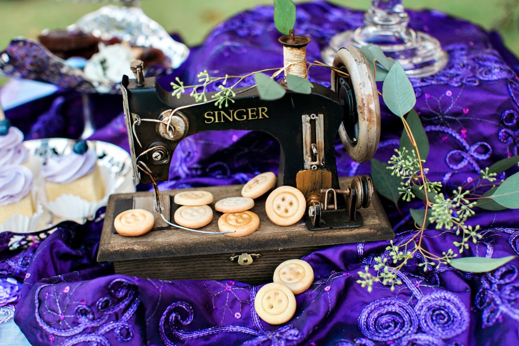 Vintage Wedding Props Button Cookies Singer Sewing Machine