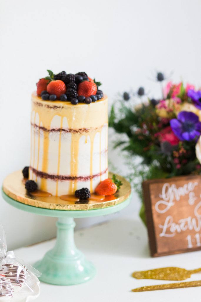 Caramel Drip Wedding Cake Fruit Topper