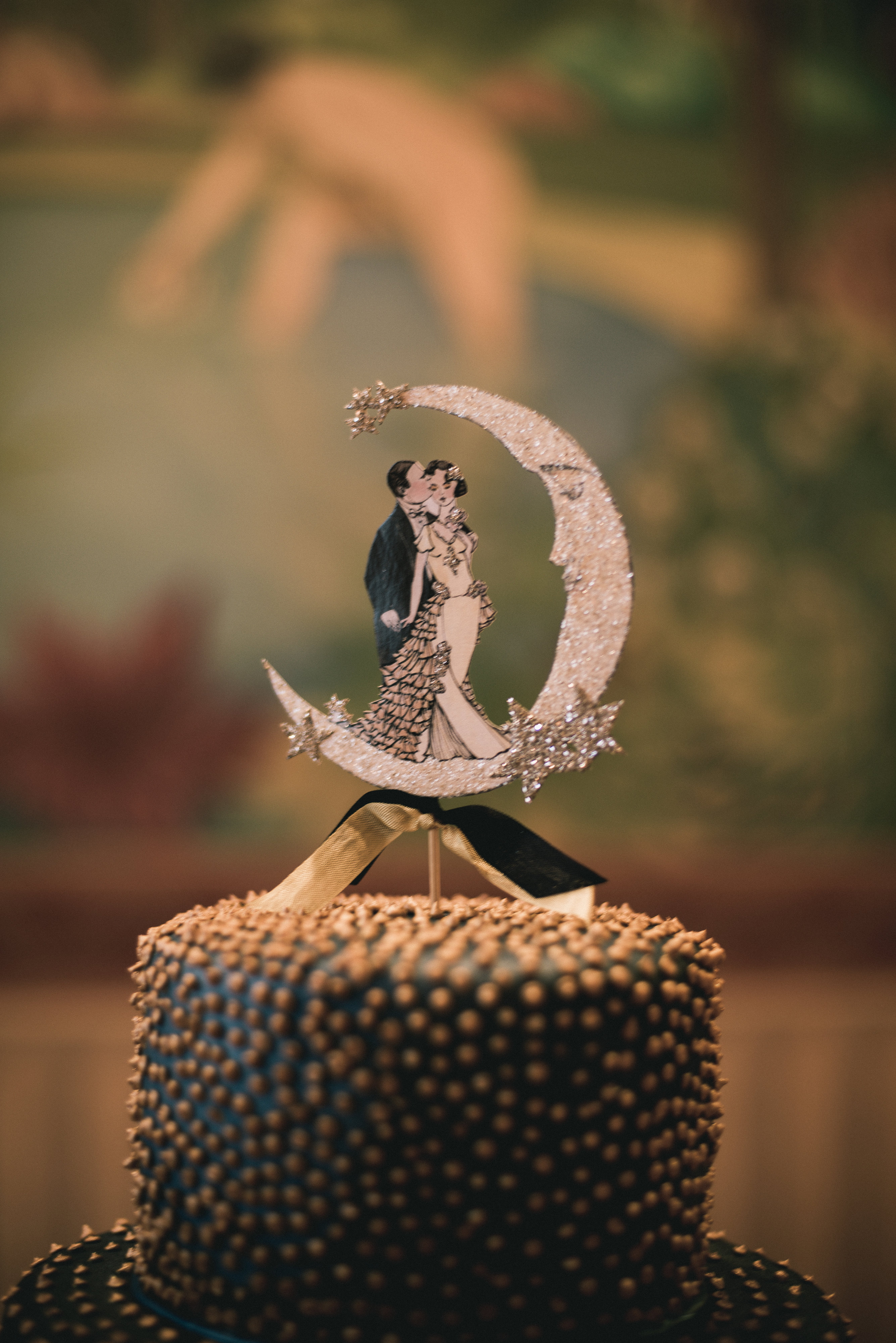 Oviatt Penthouse Wedding Cake Paper Crescent Moon Cake Topper