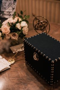 Downtown LA Oviatt Penthouse Wedding Studded Navy Card Box
