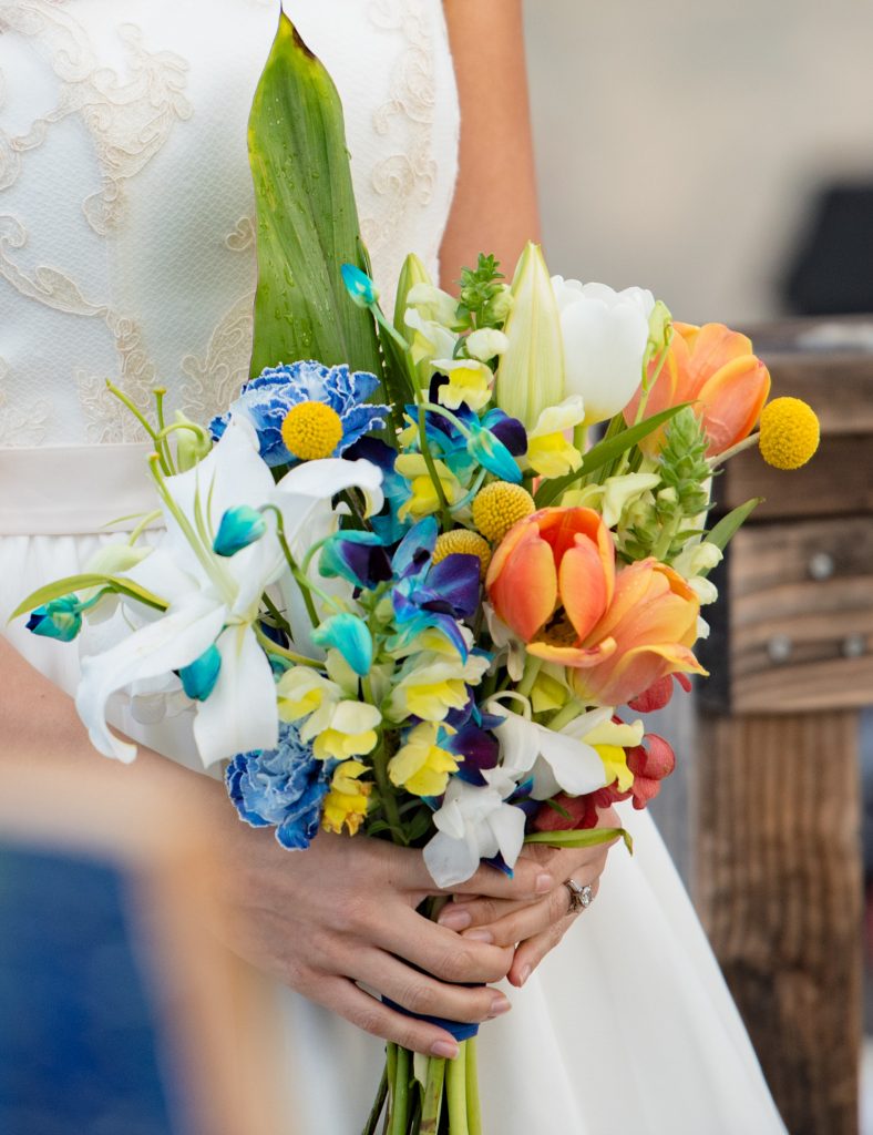 Bright color bridal bouquet inspired by abstract painting
