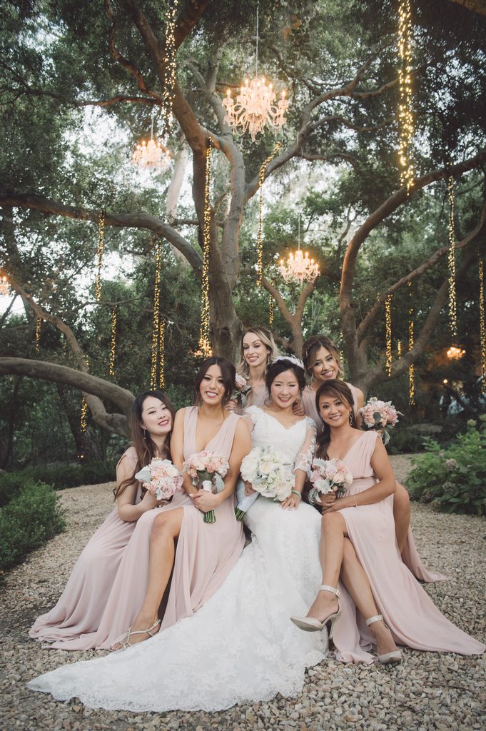 malibu calamigos ranch wedding bridesmaids in blush pink