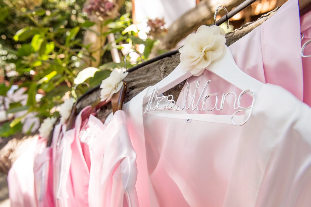 Malibu Calamigos Ranch Wedding Bridedmaids Robes on Custom Hangers