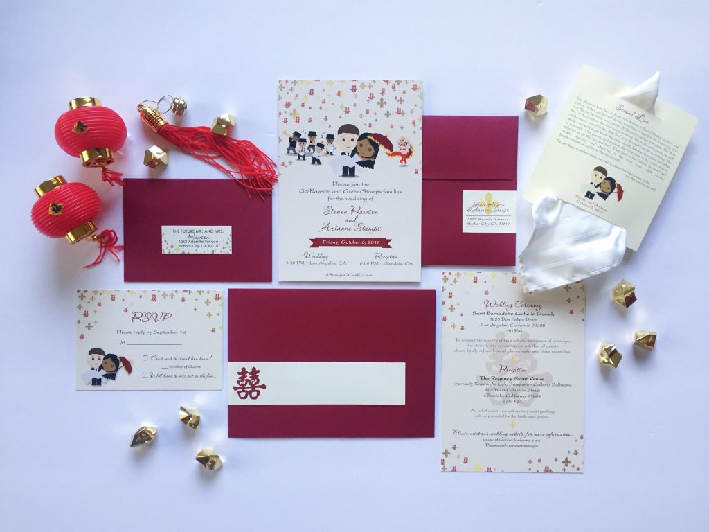 East Meets West Inspired Wedding Invitation