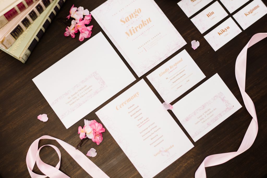 Cherry Blossom Wedding Invitation Place Cards