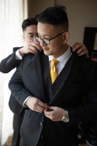 The LA Hotel Groom Groomsmen Get Ready Yellow Tie