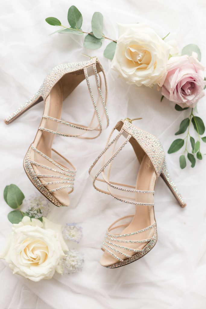 wedding shoes champagne crystal