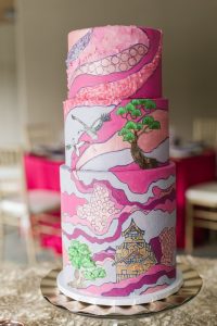 abstract japanese wedding cake