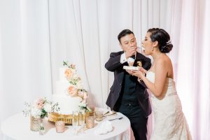 Carrie & James Westin Pasadena Wedding Cake Cutting