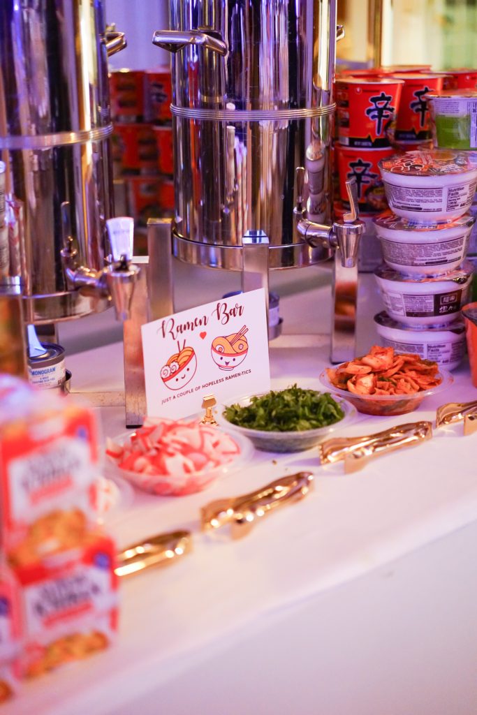 Carrie & James Westin Pasadena Wedding Reception Late-night Snack Instant Noodle Bar
